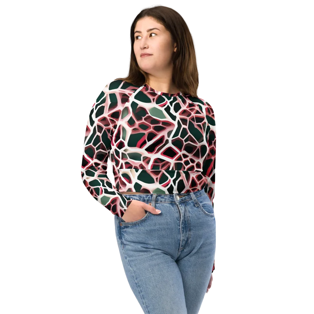 Rose Circuit on Long Sleeve Crop Top — Front