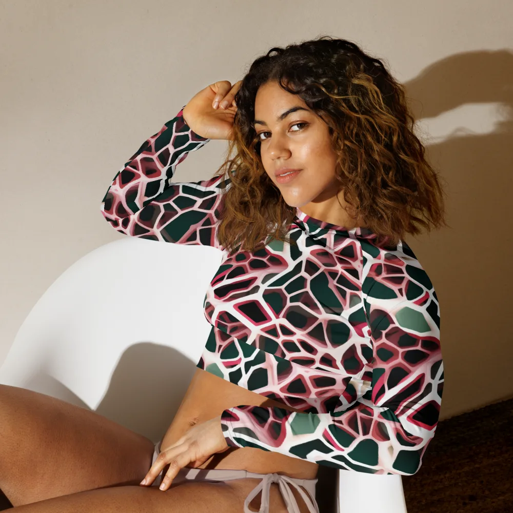 Rose Circuit on Long Sleeve Crop Top — Left Front