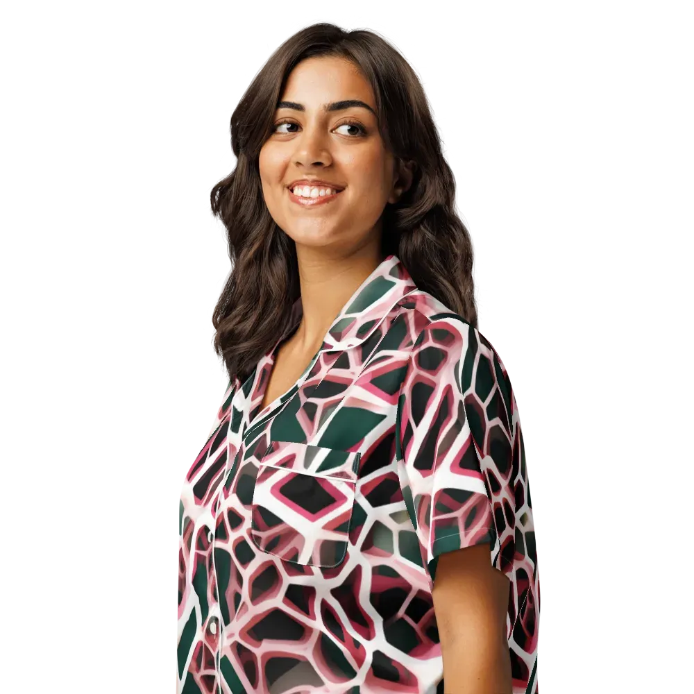 Rose Circuit on Women's Short Sleeve Pajama Top — Left Front