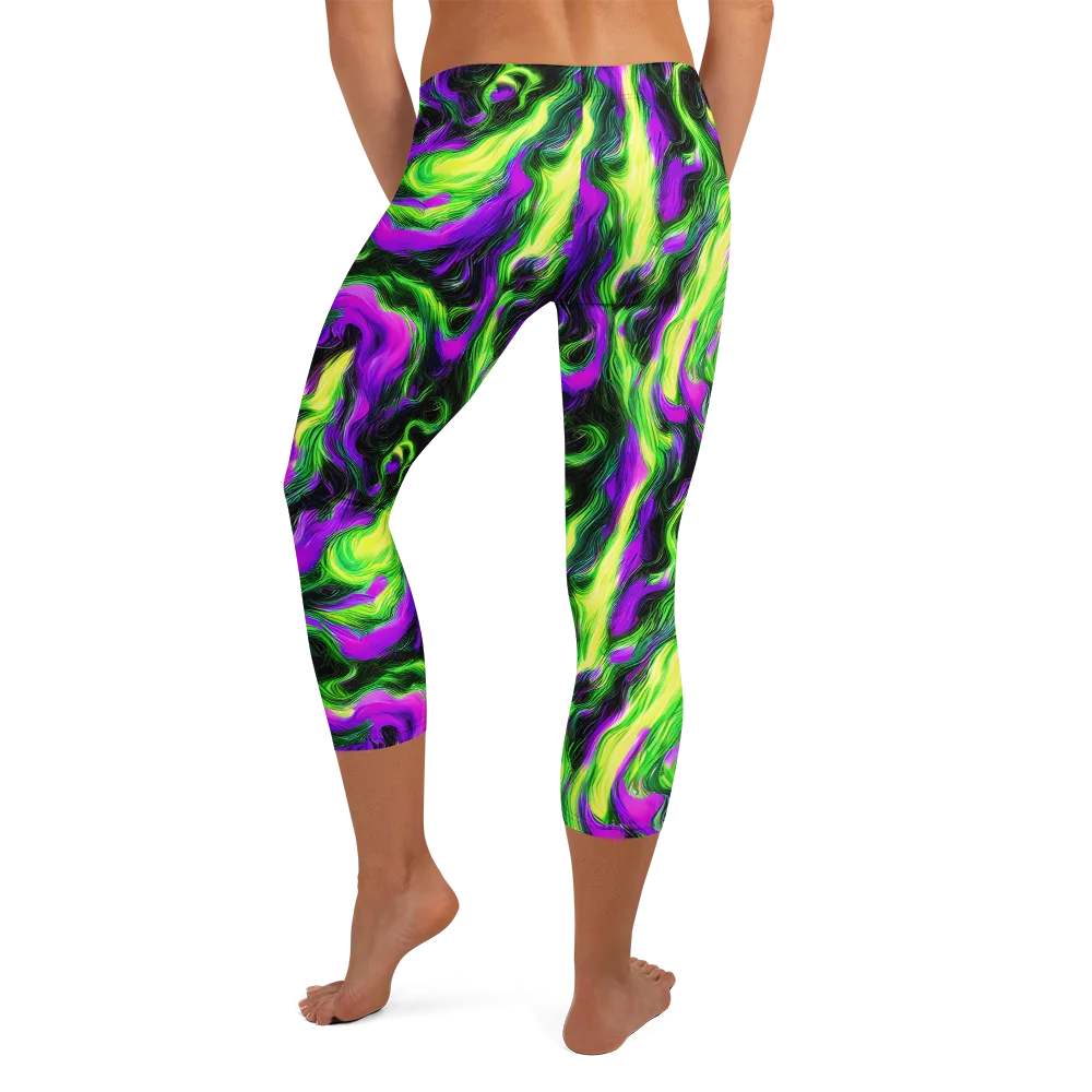 Neon Marble on Capri Leggings — Back