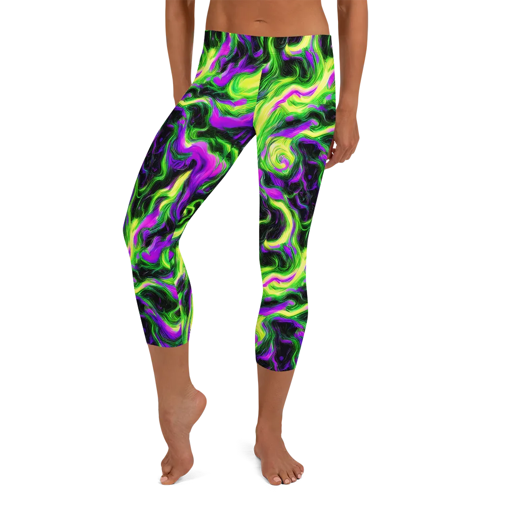 Neon Marble on Capri Leggings — Front
