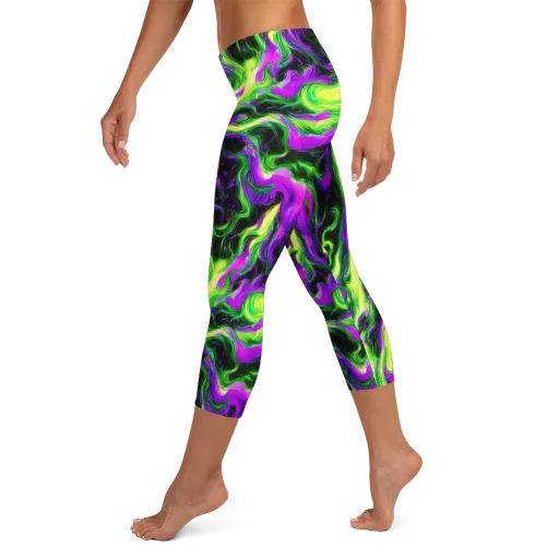 Neon Marble on a Capri Leggings