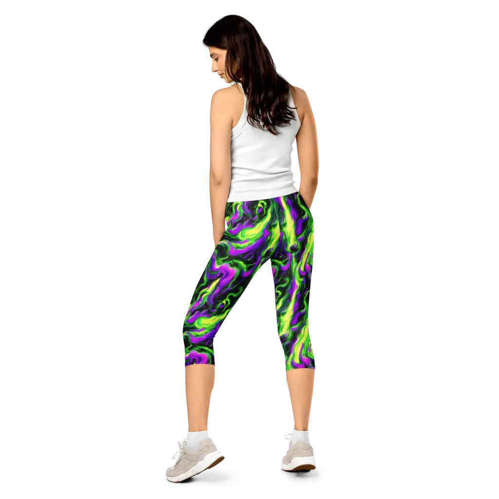 Neon Marble on Capri Leggings — Back