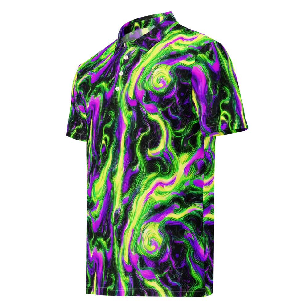 Neon Marble on Men's Slim Fit Polo Shirt — Left Front