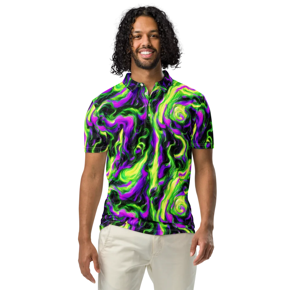 Neon Marble on Men's Slim Fit Polo Shirt — Front