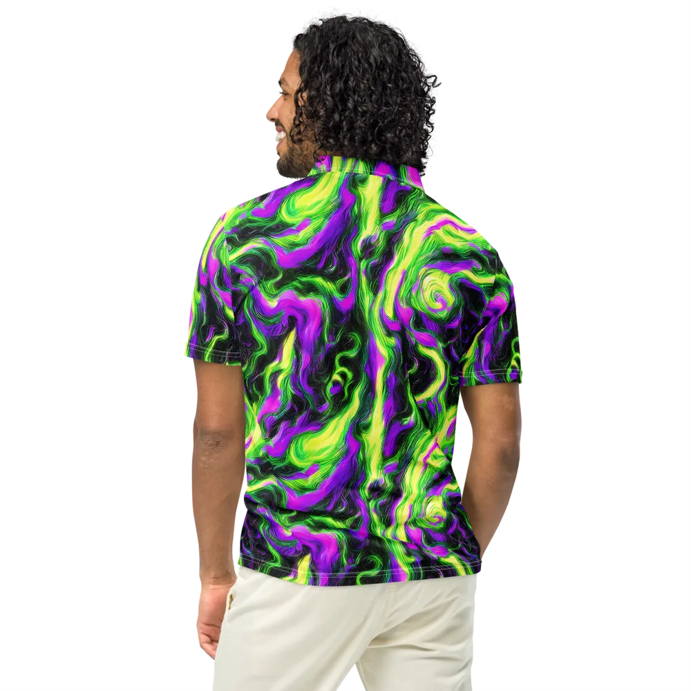 Neon Marble on Men's Slim Fit Polo Shirt — Back
