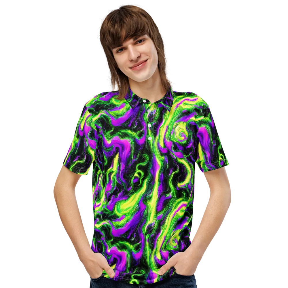 Neon Marble on Men's Slim Fit Polo Shirt — Front