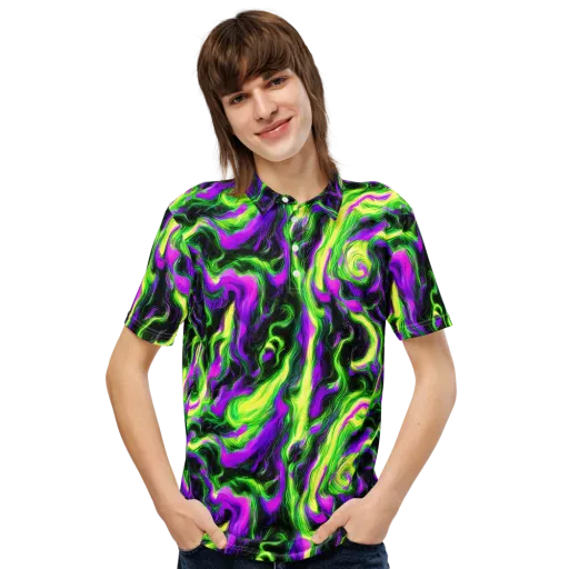 Neon Marble on a Men's Slim Fit Polo Shirt