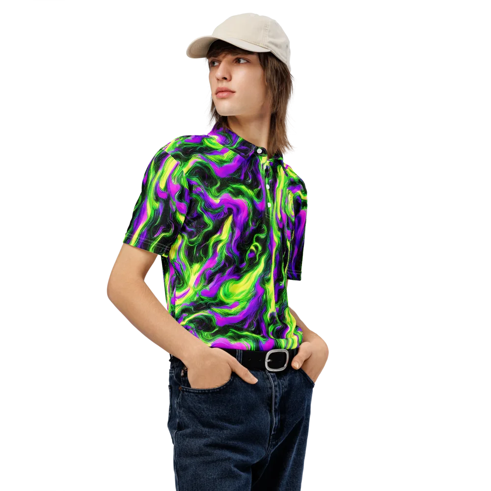 Neon Marble on Men's Slim Fit Polo Shirt — Right Front