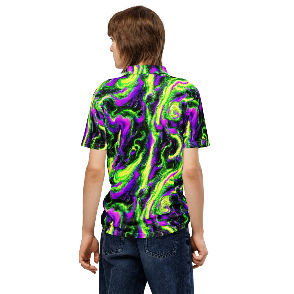 Neon Marble on Men's Slim Fit Polo Shirt — Back