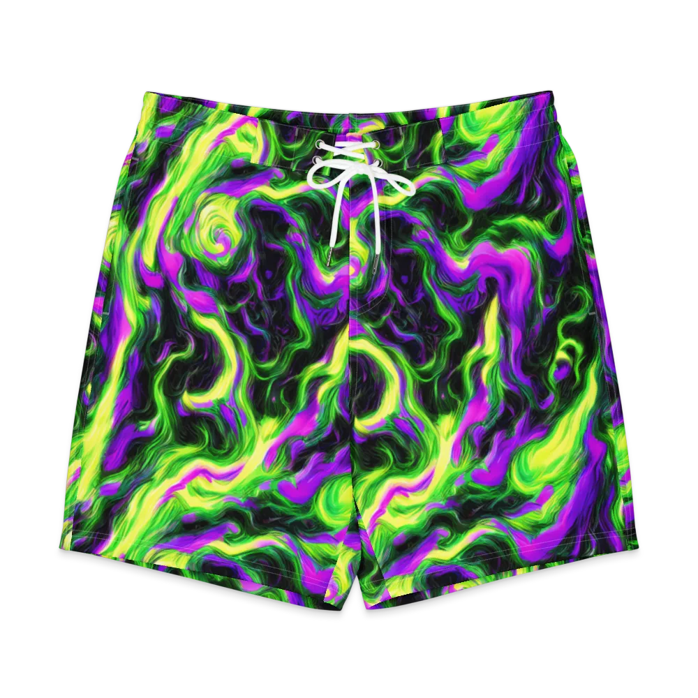 Neon Marble on Men's Board Shorts — Front