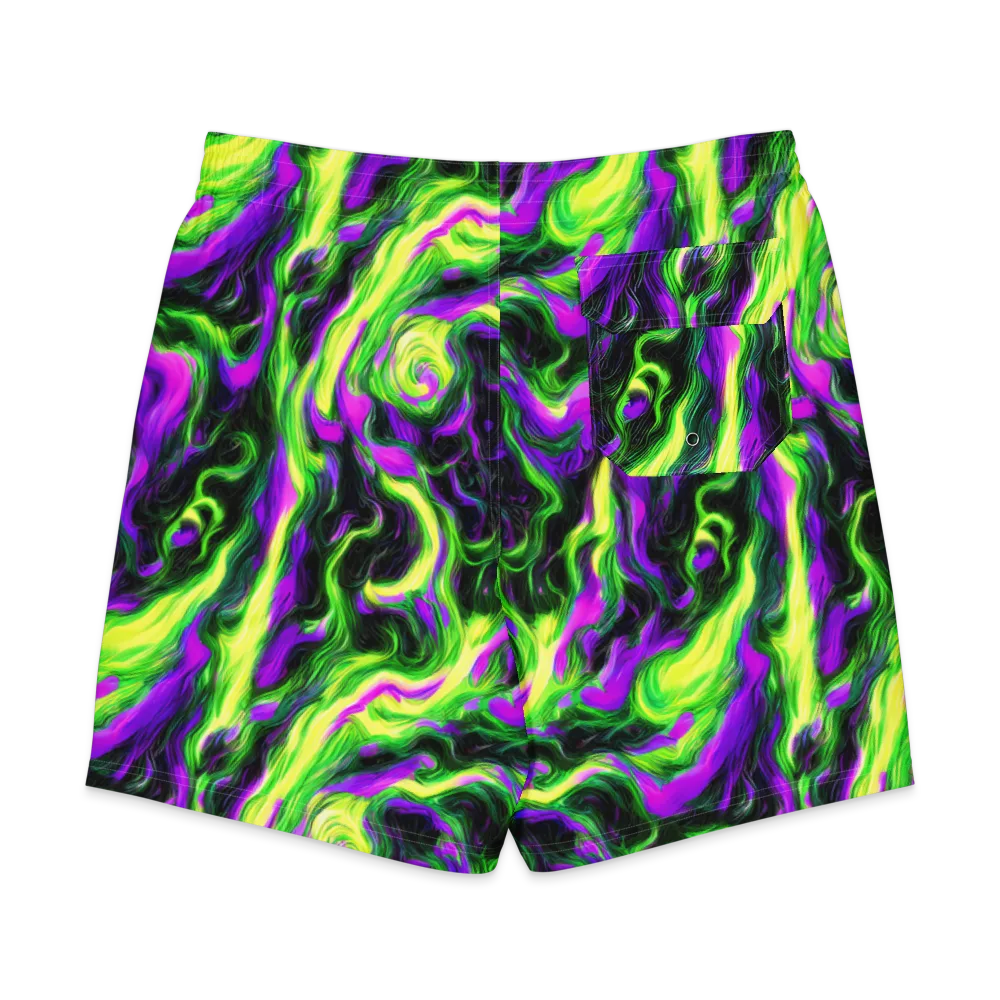 Neon Marble on Men's Board Shorts — Back