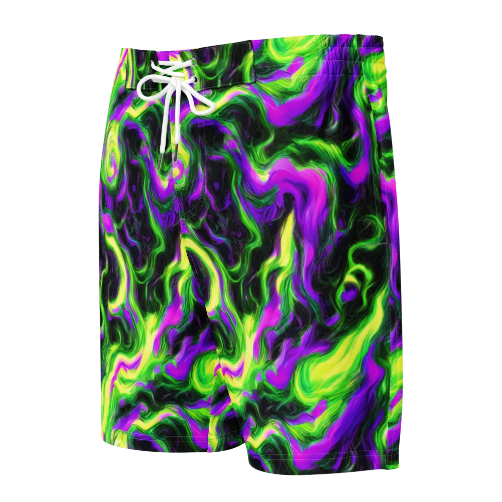 Neon Marble on Men's Board Shorts — Front