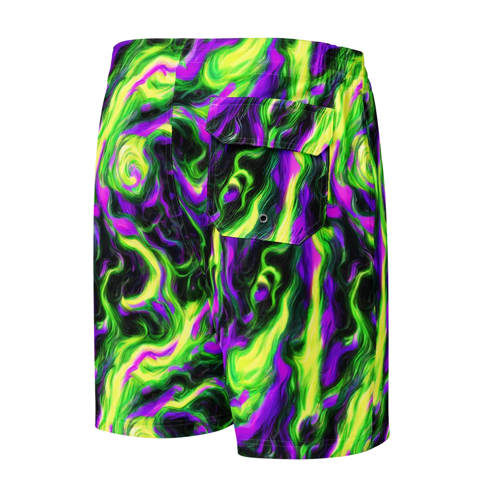 Neon Marble on Men's Board Shorts — Back