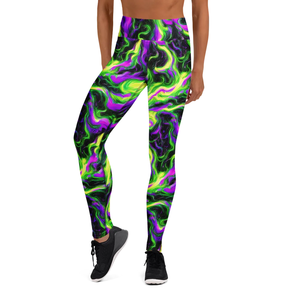 Neon Marble on Yoga Leggings — Front