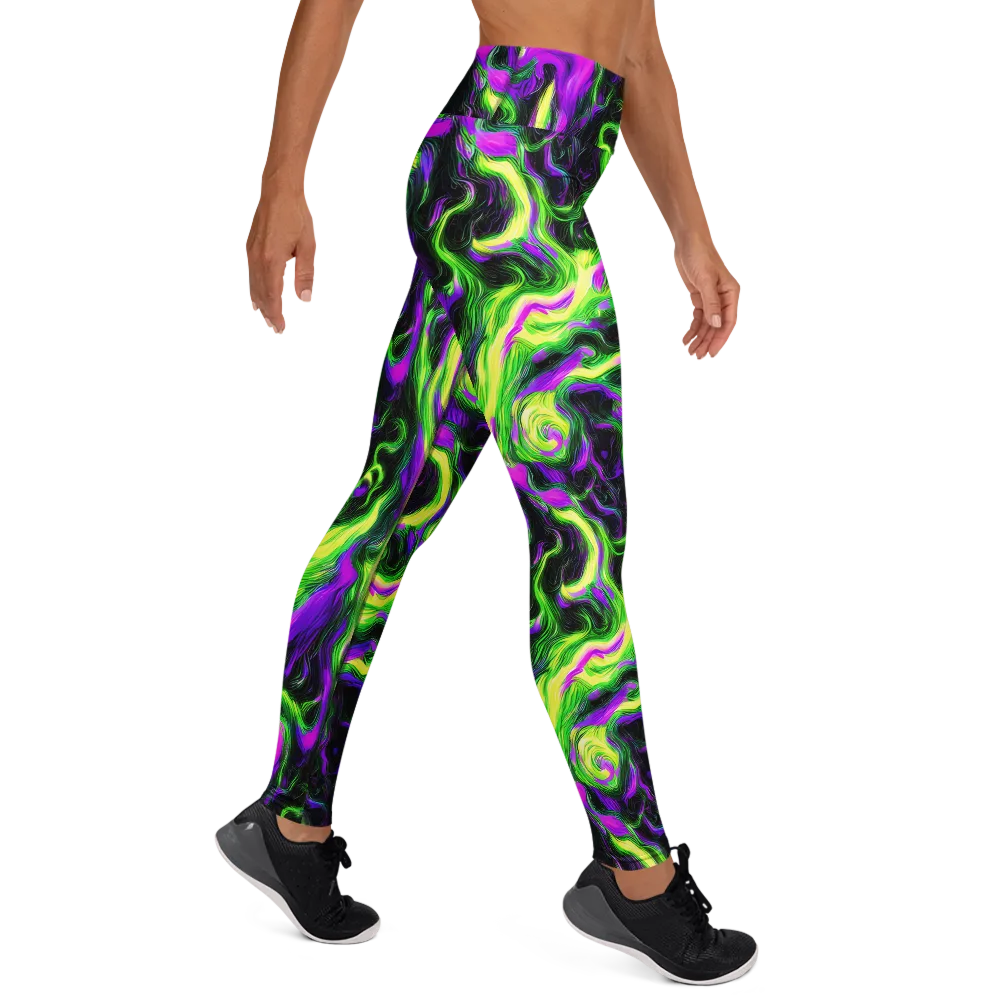 Neon Marble on Yoga Leggings — Right