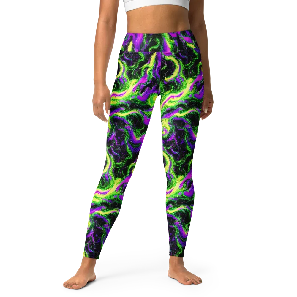 Neon Marble on Yoga Leggings — Front