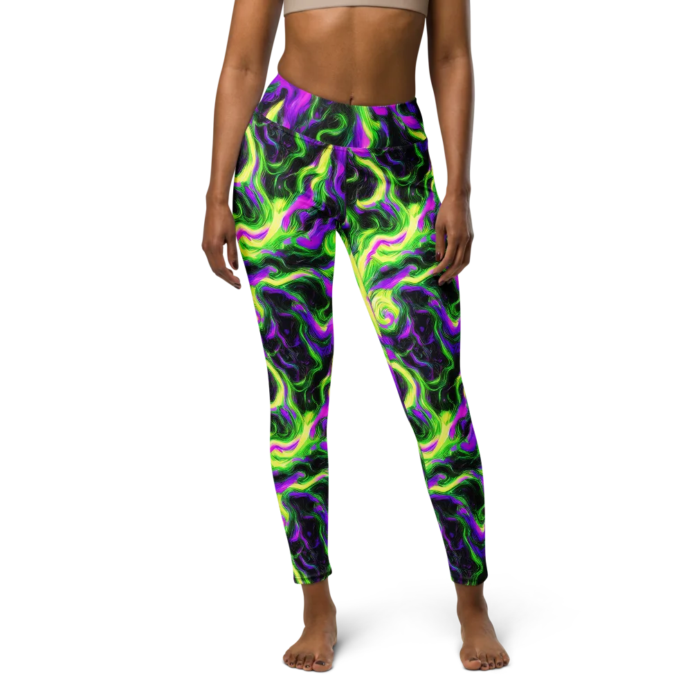 Neon Marble on Yoga Leggings — Front