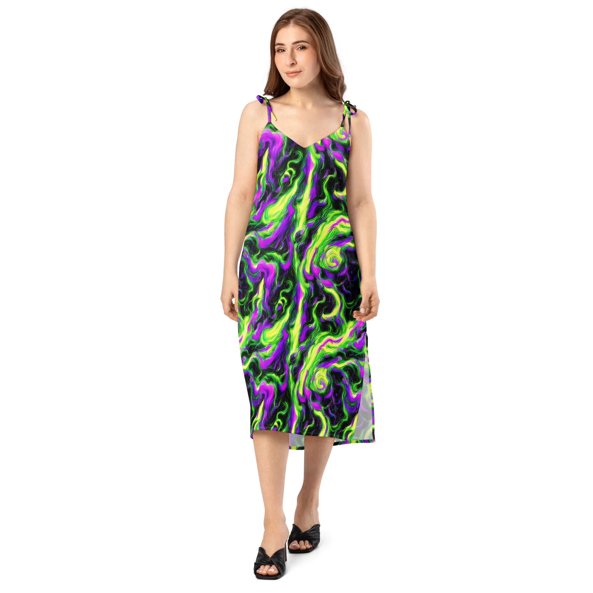 Neon Marble on Slip Dress — Front