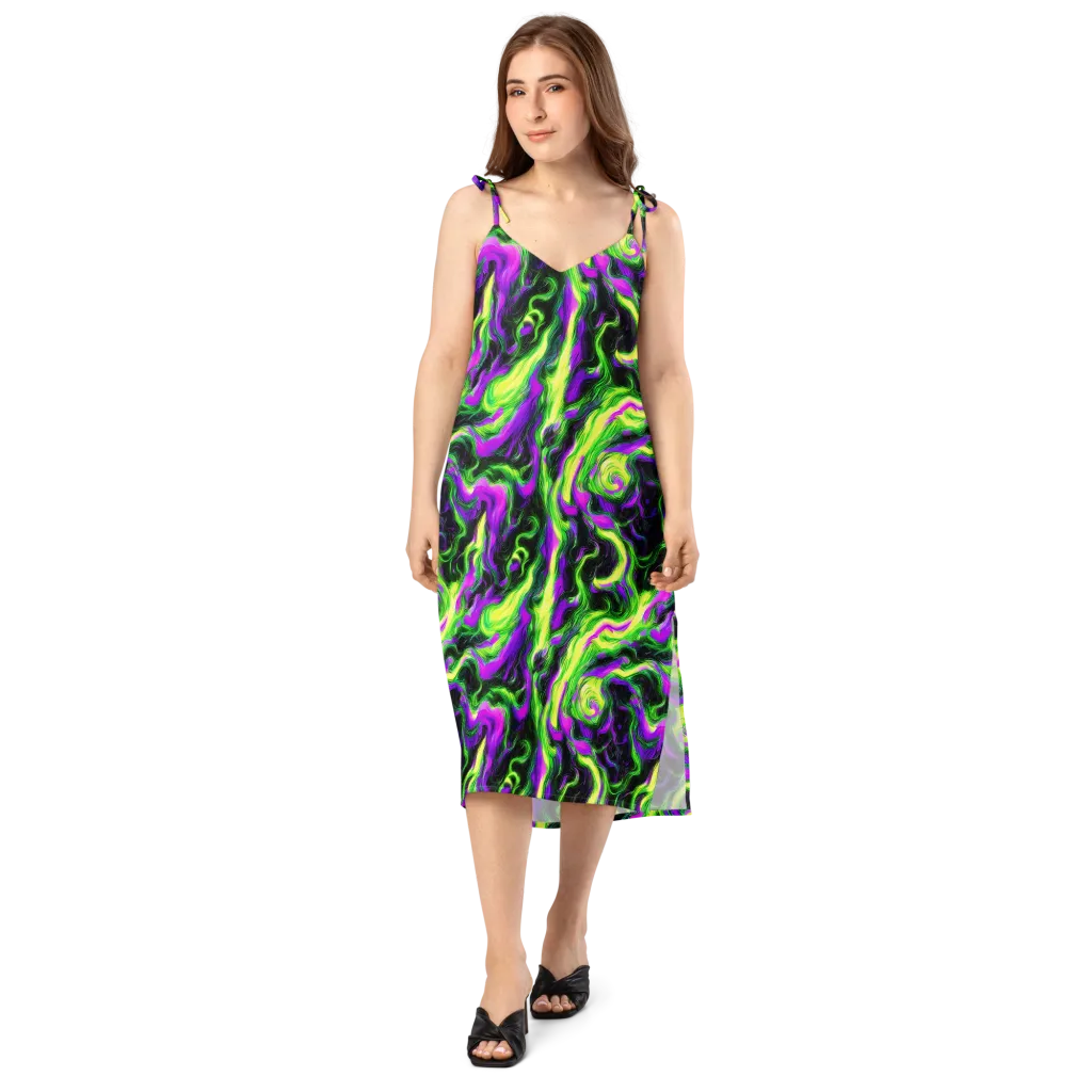 Neon Marble on Slip Dress — Front