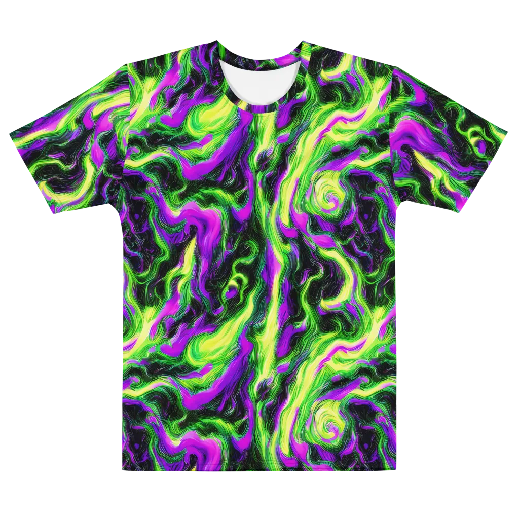 Neon Marble on Men's Cotton Crew Neck T-Shirt — Front