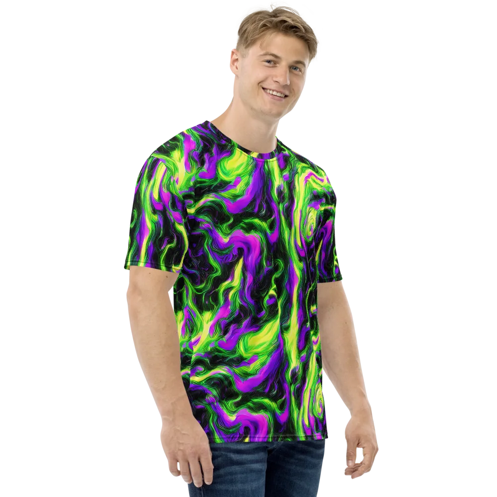 Neon Marble on Men's Crew Neck T-Shirt — Right