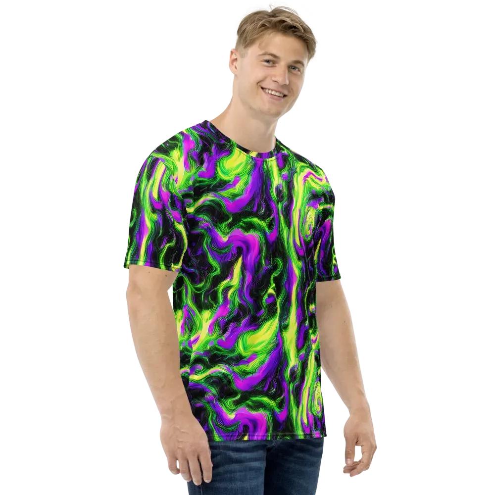 Neon Marble on Men's Crew Neck T-Shirt — Right