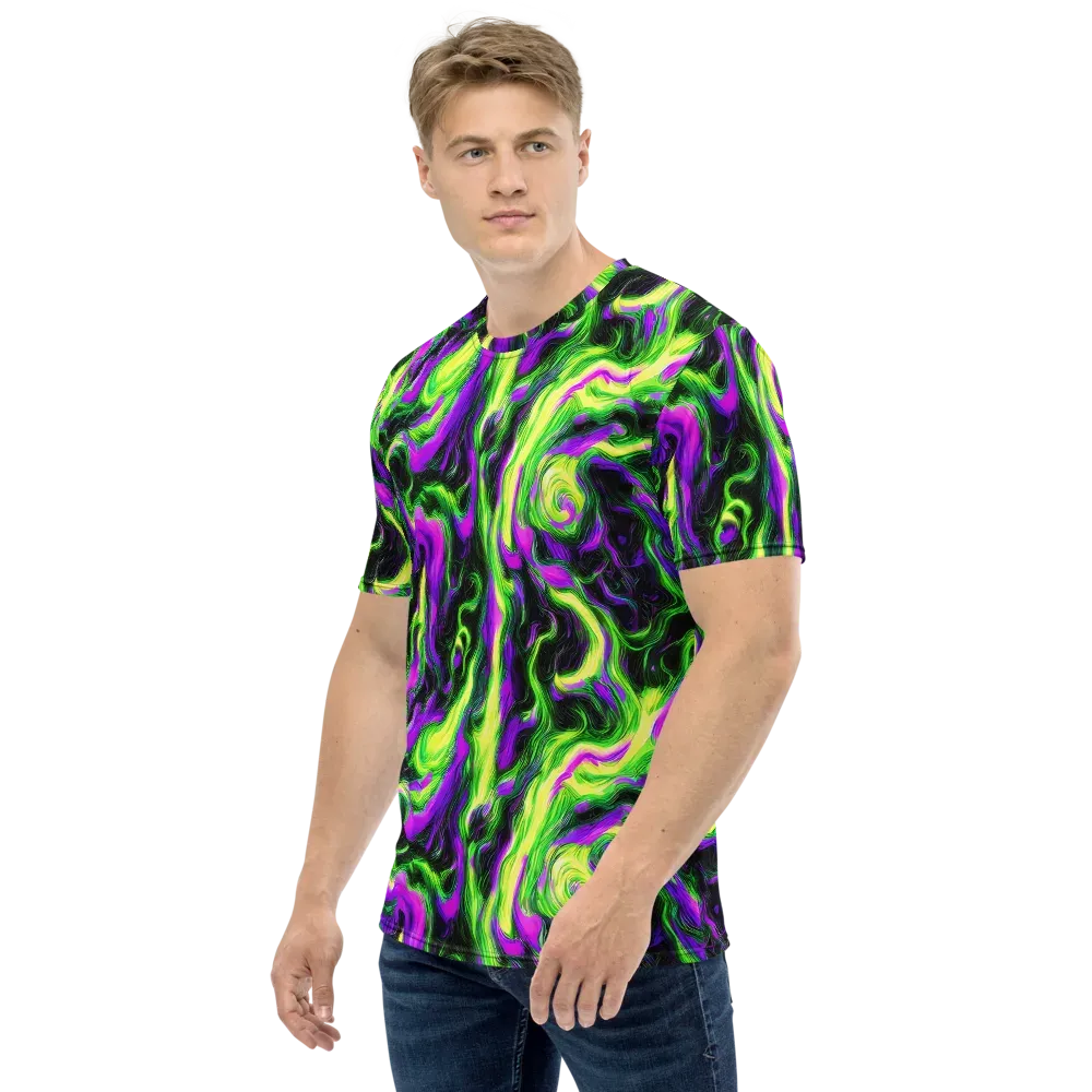 Neon Marble on Men's Crew Neck T-Shirt — Left