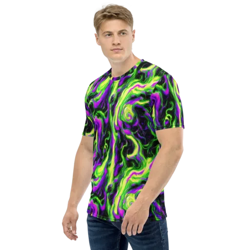 Neon Marble on a Men's Crew Neck T-Shirt