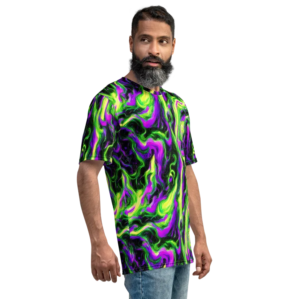 Neon Marble on Men's Crew Neck T-Shirt — Right