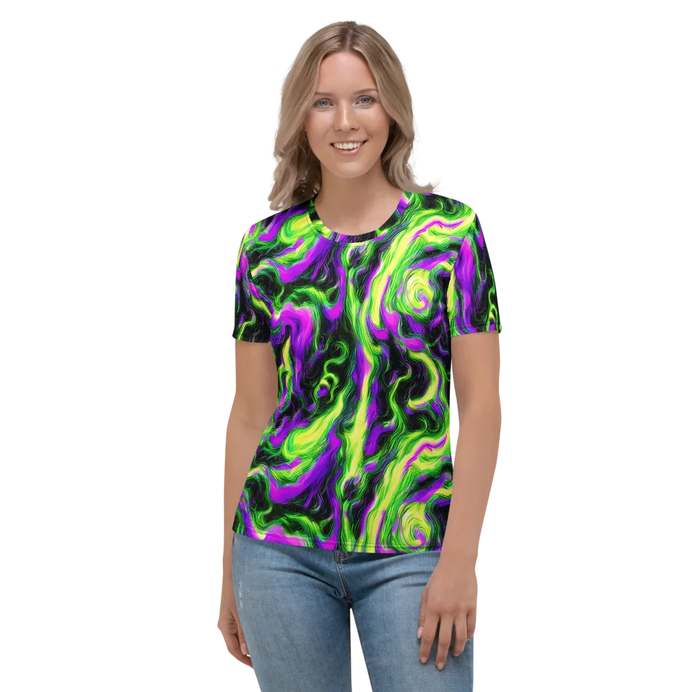Neon Marble on Women's Crew Neck T-Shirt — Front