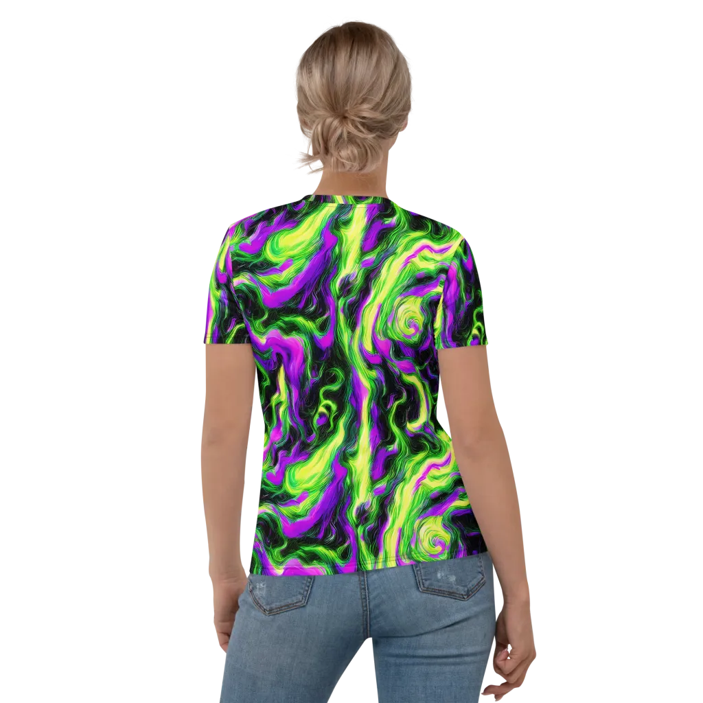 Neon Marble on Women's Crew Neck T-Shirt — Back