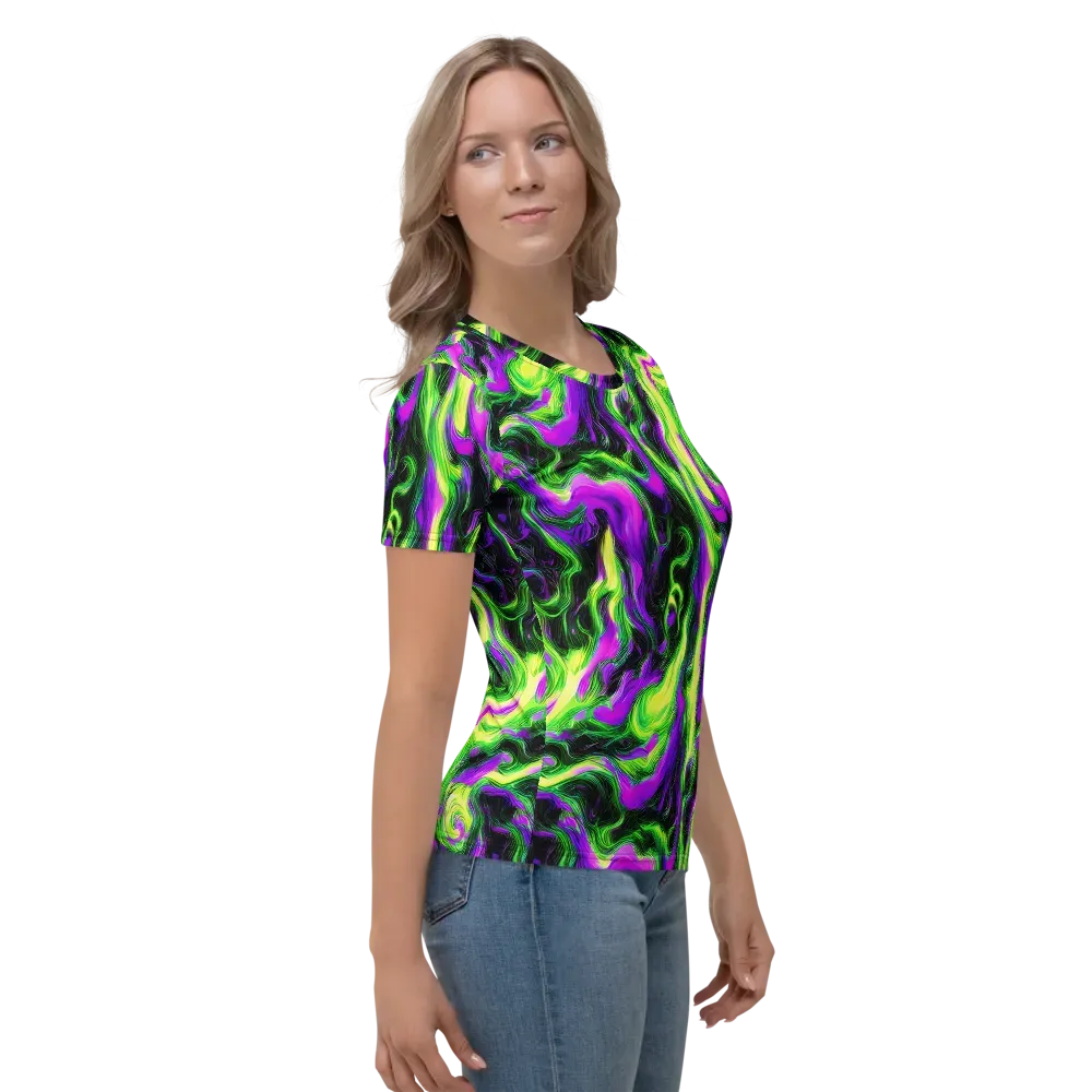 Neon Marble on Women's Crew Neck T-Shirt — Right
