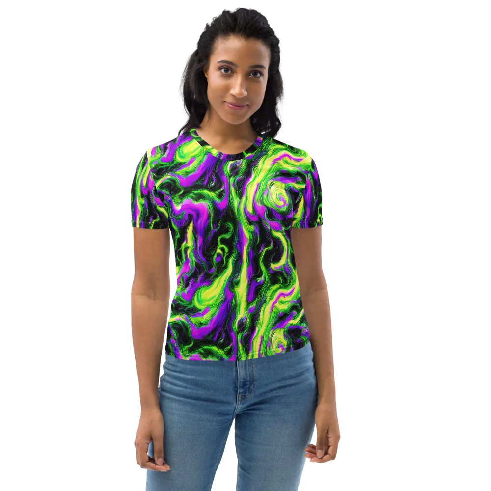 Neon Marble on Women's Crew Neck T-Shirt — Front