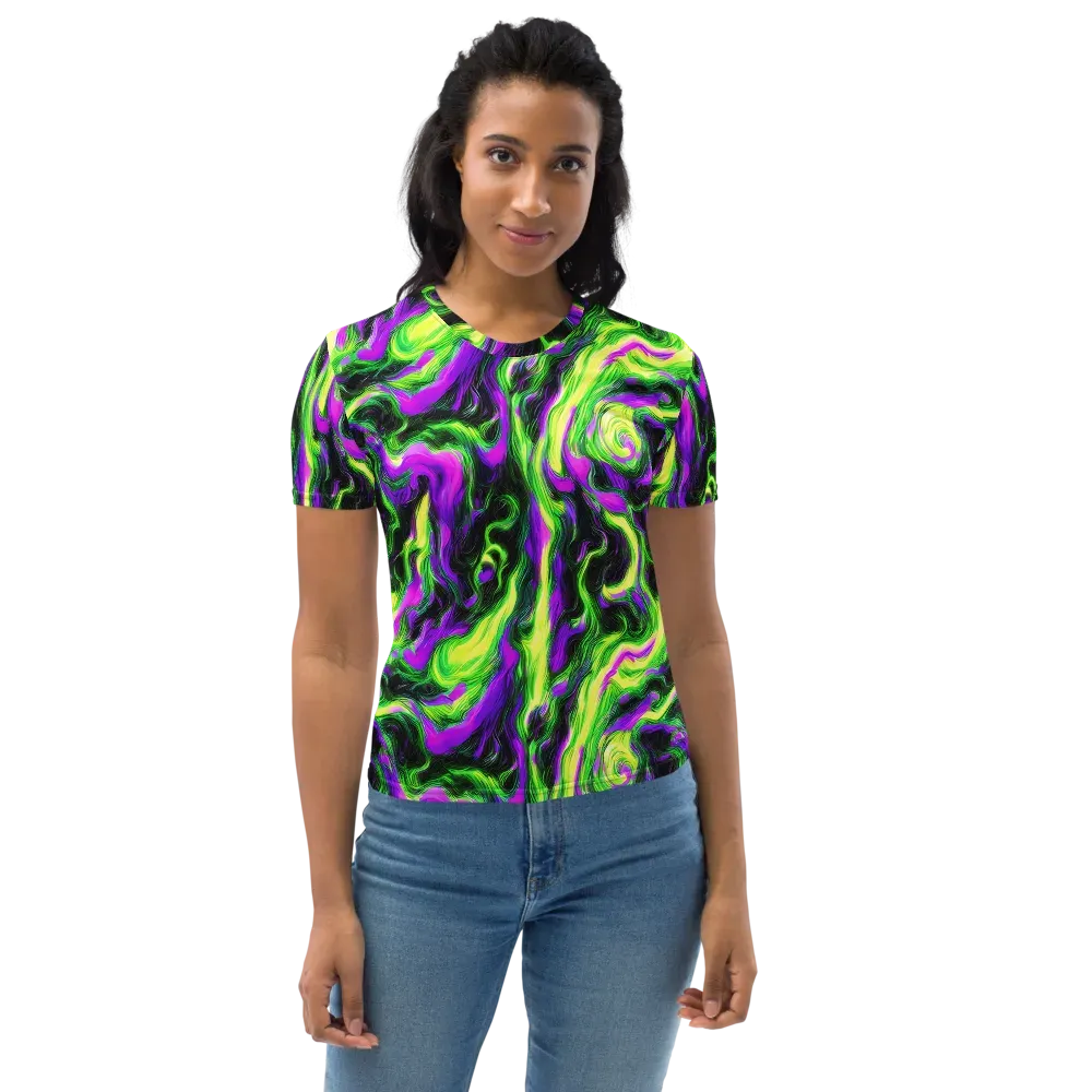 Neon Marble on Women's Crew Neck T-Shirt — Front