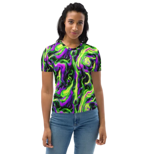 Neon Marble on a Women's Crew Neck T-Shirt