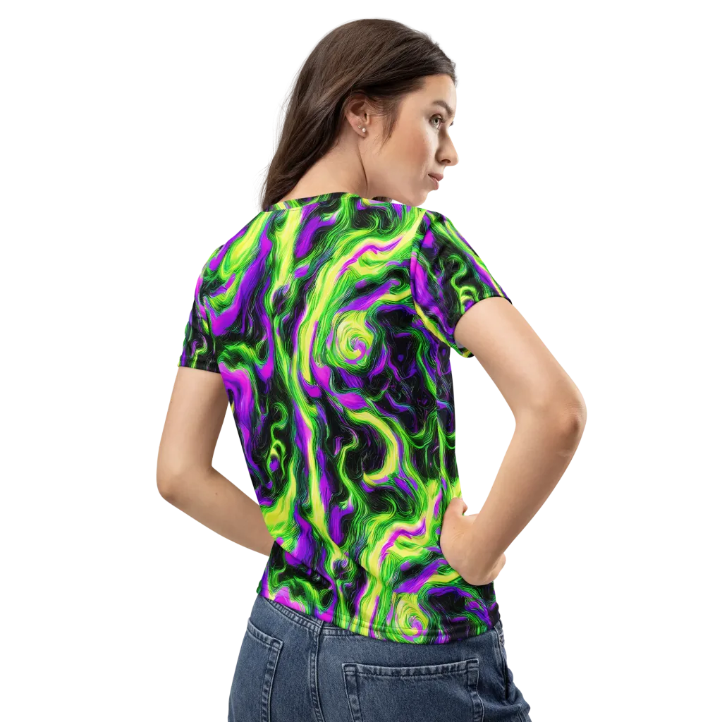Neon Marble on Women's Crew Neck T-Shirt — Back