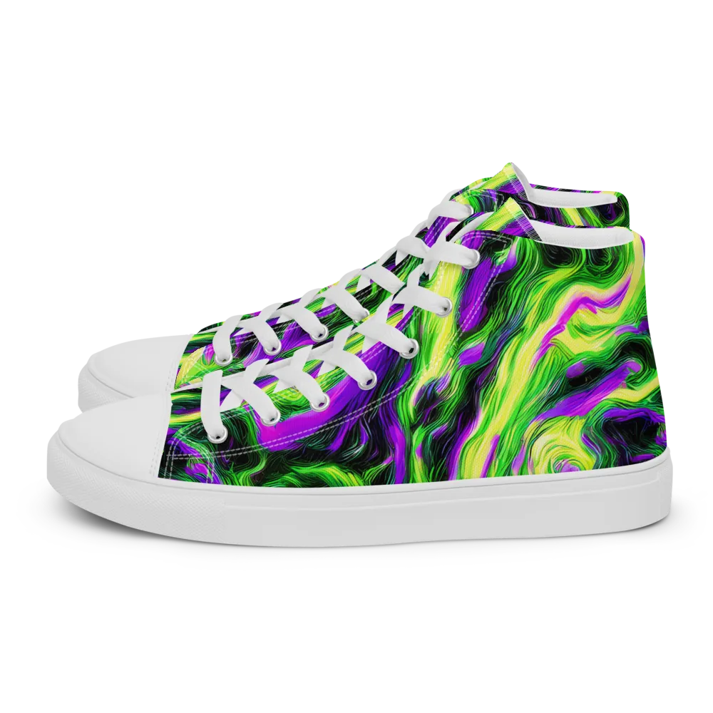 Neon Marble on Women's High Top Canvas Shoes — Left