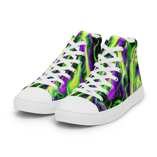 Neon Marble on a Women's High Top Canvas Shoes
