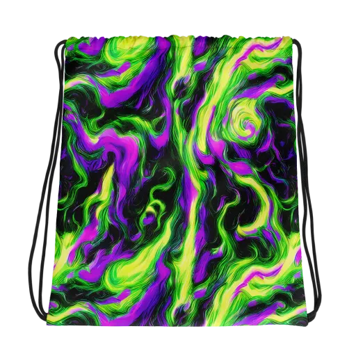 Neon Marble on a Drawstring Bag