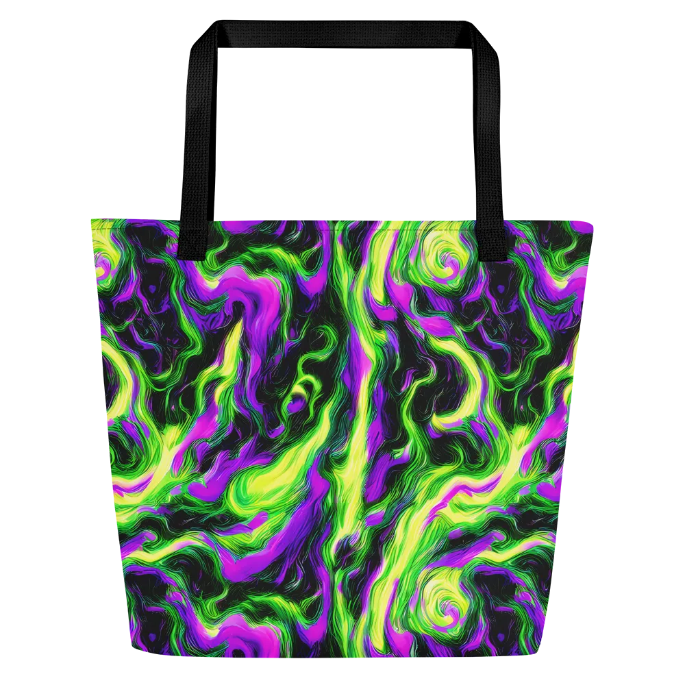 Neon Marble on Large Tote Bag W/ Pocket — Front