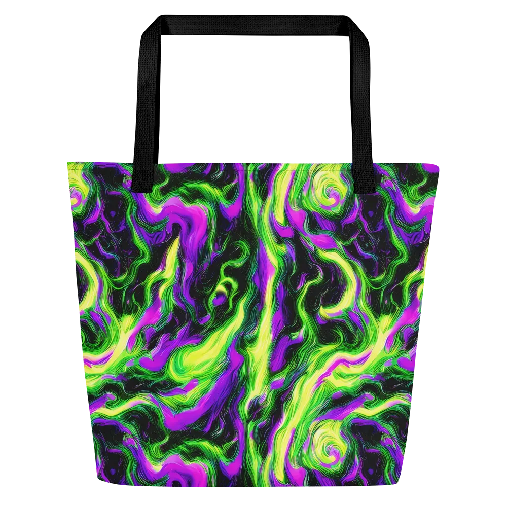 Neon Marble on Large Tote Bag W/ Pocket — Front