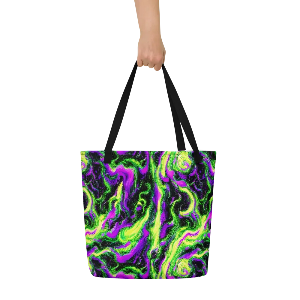 Neon Marble on Large Tote Bag W/ Pocket — Front