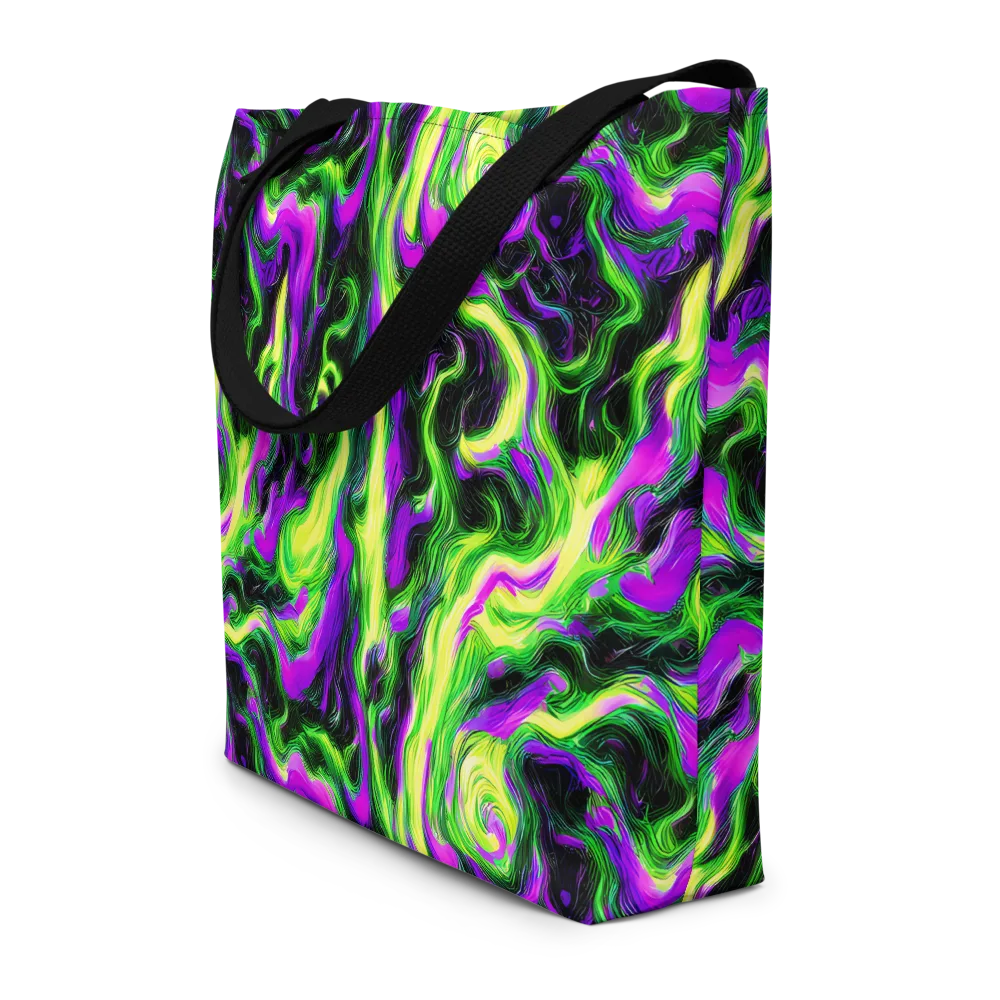 Neon Marble on Large Tote Bag W/ Pocket — Front