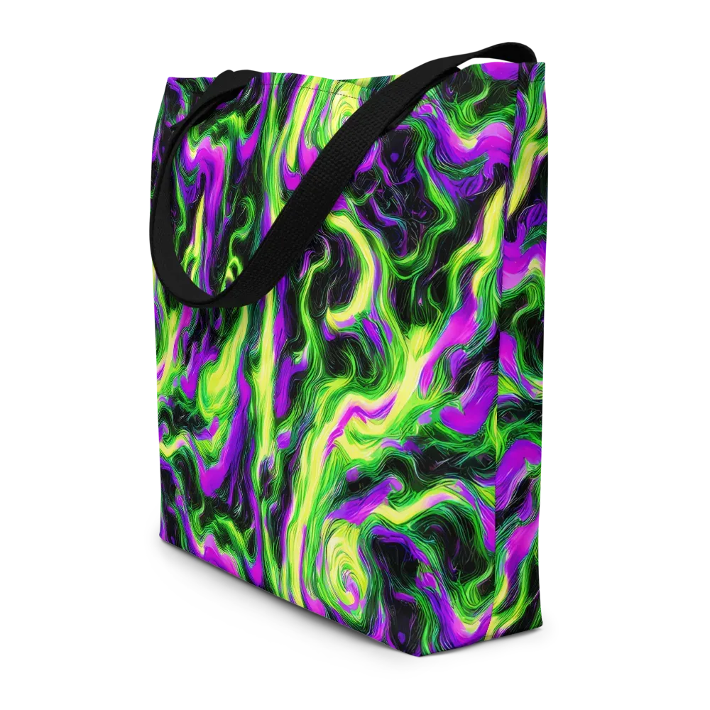 Neon Marble on Large Tote Bag W/ Pocket — Front