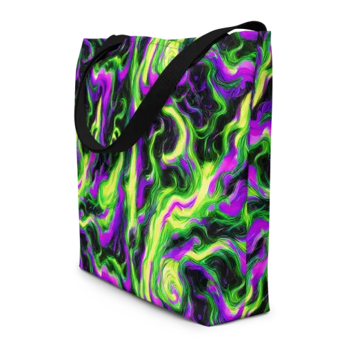 Neon Marble on a Large Tote Bag W/ Pocket