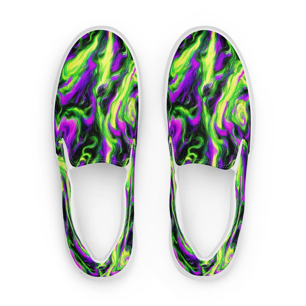 Neon Marble on Women's Slip-On Canvas Shoes — Front