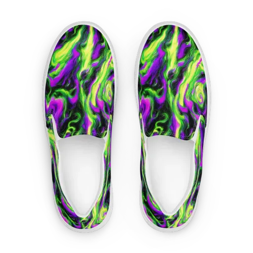 Neon Marble on a Women's Slip-On Canvas Shoes