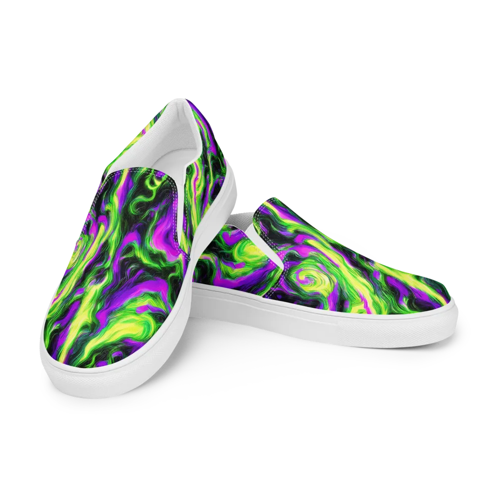 Neon Marble on Women's Slip-On Canvas Shoes — Left Front