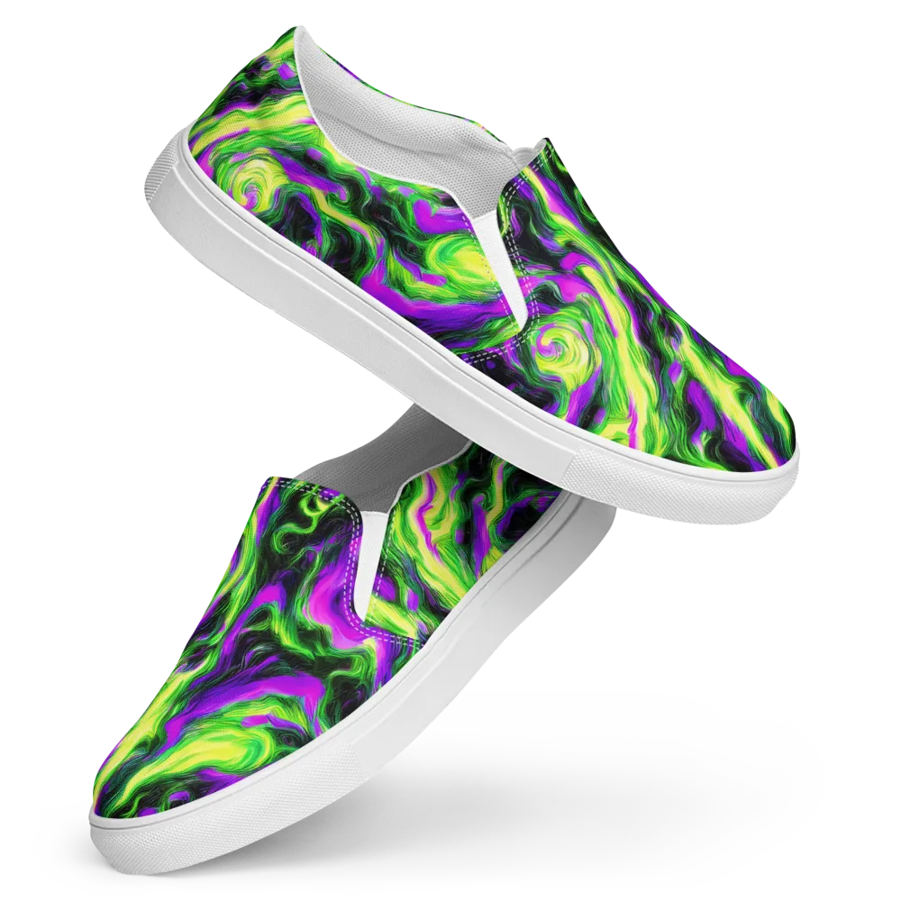 Neon Marble on Women's Slip-On Canvas Shoes — Front